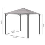 Pavillon aluminium 3 x 3 m toit polycarbonate avec moustiquaires - Image 6