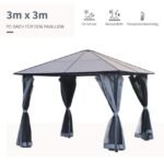 Pavillon aluminium 3 x 3 m toit polycarbonate avec moustiquaires - Image 5