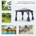 Pavillon aluminium 3 x 3 m toit polycarbonate avec moustiquaires - Image 4