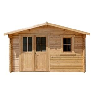 Abri de jardin 12m² PLUS en bois 40mm traité teinté marron Gardy Shelter