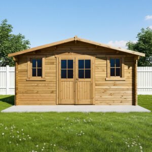 Abri en bois massif 19,8m² PLUS 40mm traité teinté marron Gardy Shelter